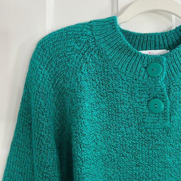Vintage 80s 90s Emerald Green Sweater 3/4 Sleeve - Picture 3 of 8